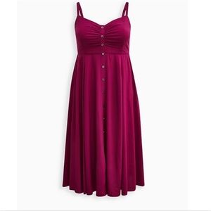 TORRID NWT BUTTON FRONT MIDI DRESS -  PURPLE